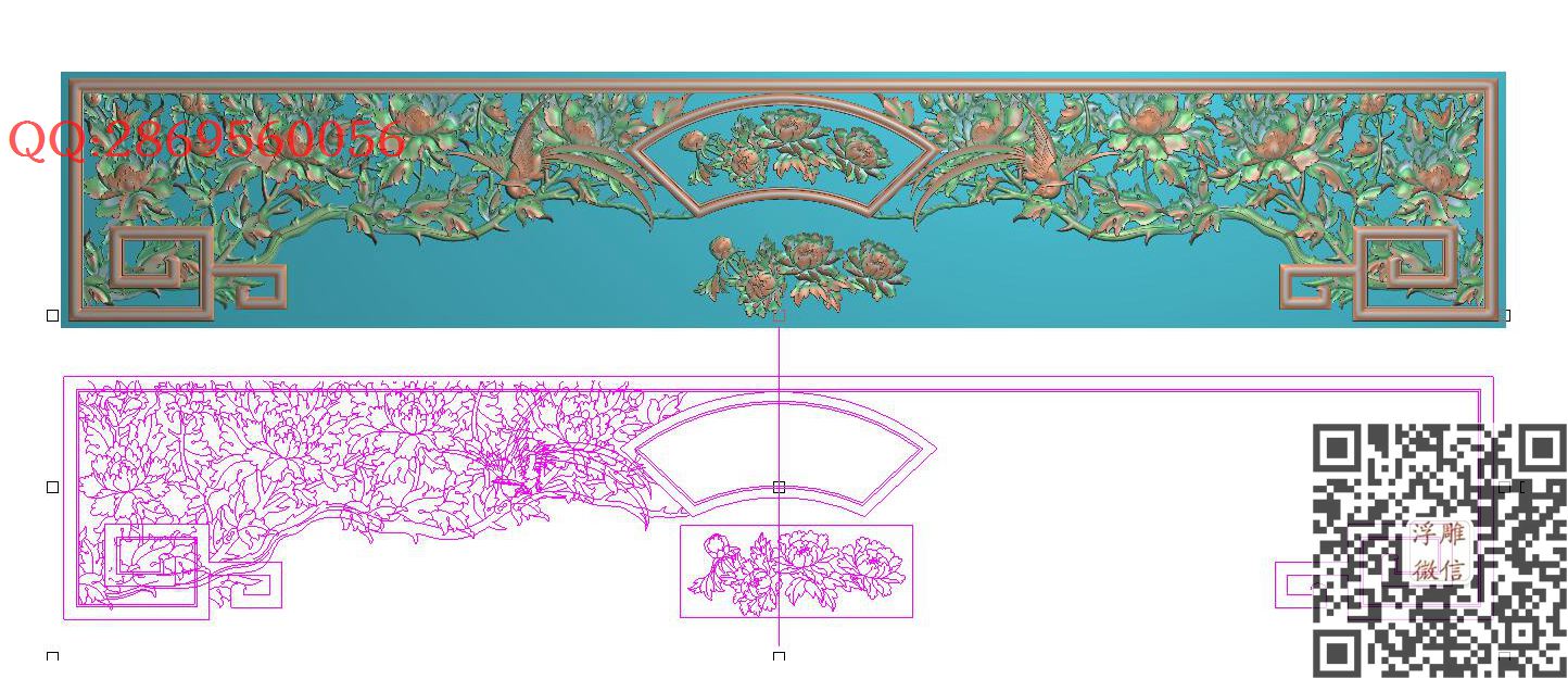 镂空牡丹花新牡丹挂落_四季花鸟门板花鸟屏风精雕图浮雕图